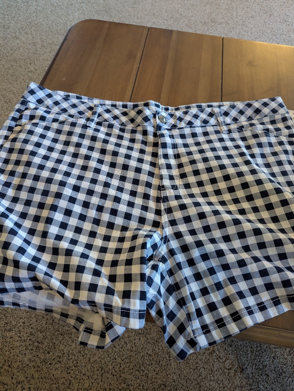 St. John's Bay Navy and White Gingham Shorts